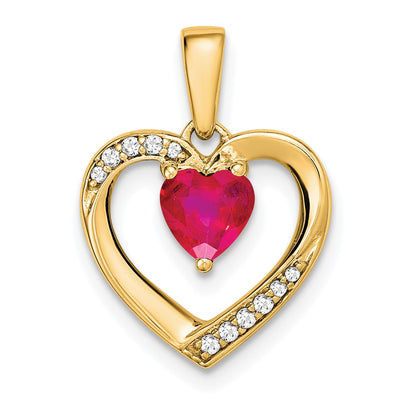 14K gold diamond heart pendant