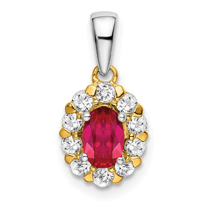 14K gold diamond oval pendant