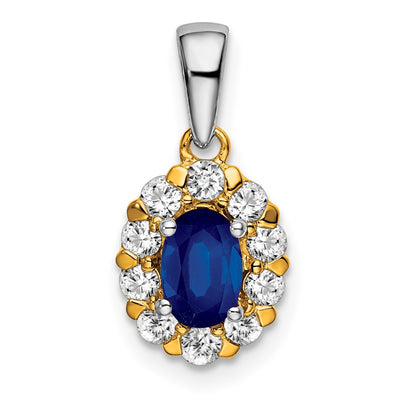 14K gold diamond oval pendant