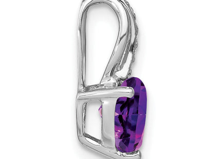 14k White Gold Heart Amethyst and Diamond Pendant (Style PM7000-AM-002-WA)