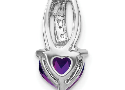 14k White Gold Heart Amethyst and Diamond Pendant (Style PM7000-AM-002-WA)