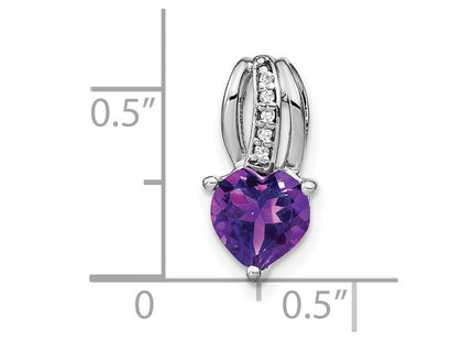 14k White Gold Heart Amethyst and Diamond Pendant (Style PM7000-AM-002-WA)