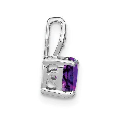 14K White Gold Heart Amethyst and Diamond Pendant, 12.25 x 6.4mm