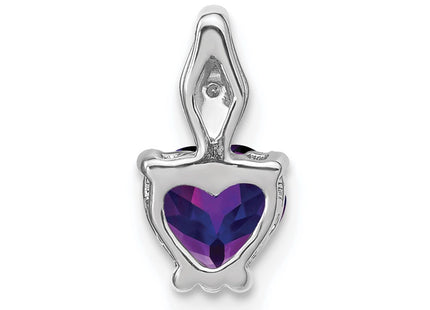 14K white gold diamond heart pendant, further view