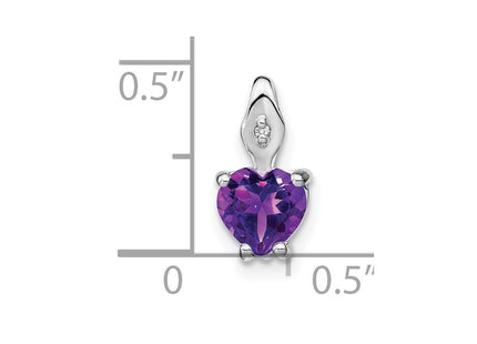 14K white gold diamond heart pendant, another view