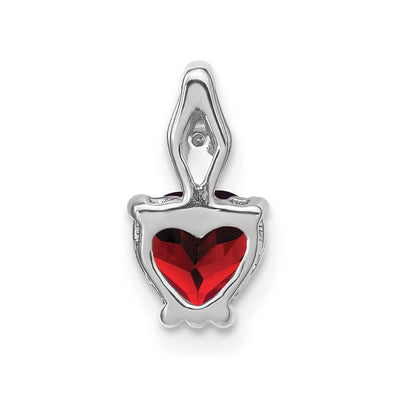14K White Gold Heart Garnet and Diamond Pendant