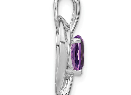 14k White Gold Amethyst and Diamond Heart Pendant (Style PM7004-AM-005-WA)