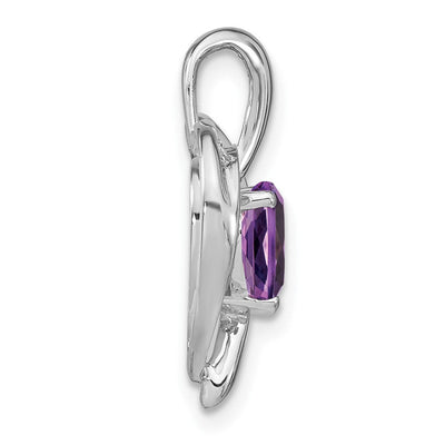 14K White Gold Amethyst and Diamond Heart Pendant, 20.1 x 17.4mm