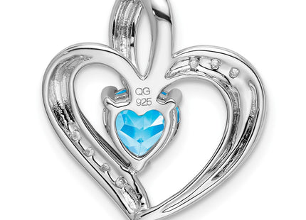 14K white gold diamond heart pendant, further view