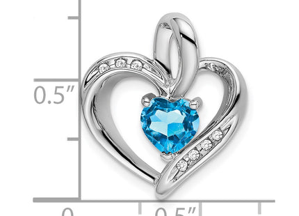 14K white gold diamond heart pendant, another view