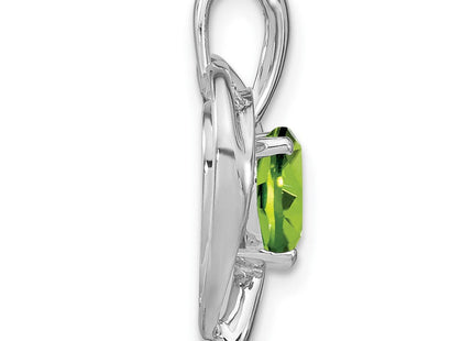 14k White Gold Peridot and Diamond Heart Pendant (Style PM7004-PE-005-WA)