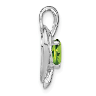 14K White Gold Peridot and Diamond Heart Pendant, 20.1 x 17.4mm
