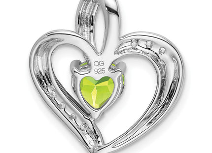 14k White Gold Peridot and Diamond Heart Pendant (Style PM7004-PE-005-WA)