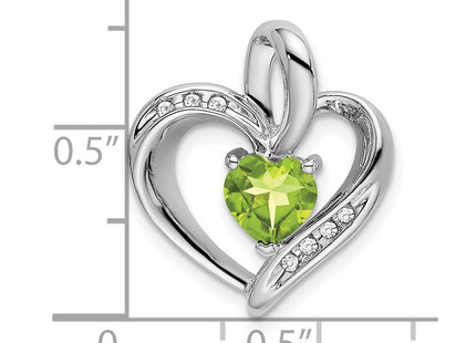 14k White Gold Peridot and Diamond Heart Pendant (Style PM7004-PE-005-WA)