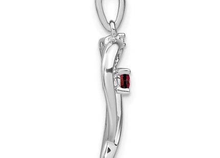 14k White Gold Garnet and Diamond Heart Pendant (Style PM7005-GA-001-WA)