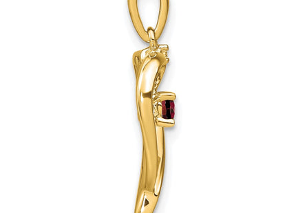 14k Garnet and Diamond Heart Pendant (Style PM7005-GA-001-YA)