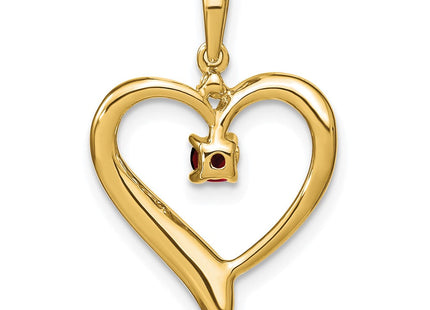 14k Garnet and Diamond Heart Pendant (Style PM7005-GA-001-YA)
