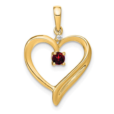 14K gold diamond heart pendant