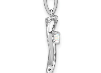 14k White Gold Created Opal and Diamond Heart Pendant (Style PM7005-OP-001-WA)