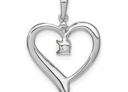 14k White Gold Created Opal and Diamond Heart Pendant (Style PM7005-OP-001-WA)
