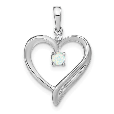 14K white gold diamond heart pendant