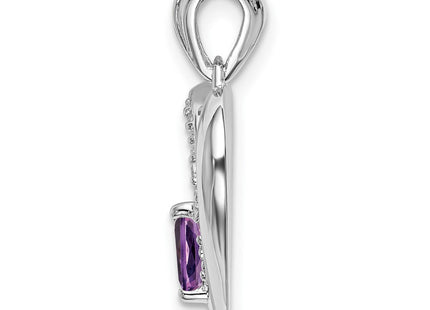 14K white gold diamond heart pendant, alternate view