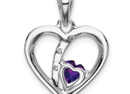 14K white gold diamond heart pendant, further view