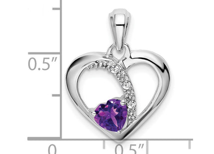 14K white gold diamond heart pendant, another view