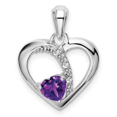 14K white gold diamond heart pendant