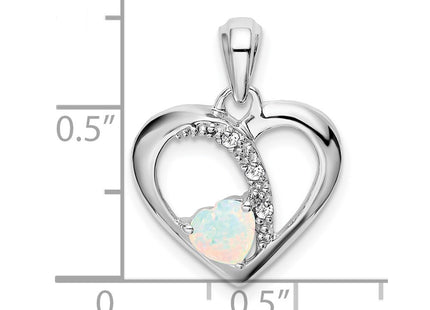 14K white gold diamond heart pendant, another view