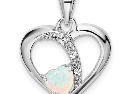 14K white gold diamond heart pendant