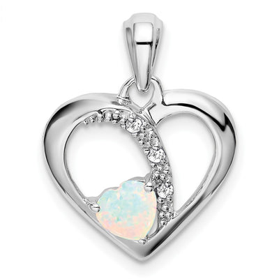14K white gold diamond heart pendant