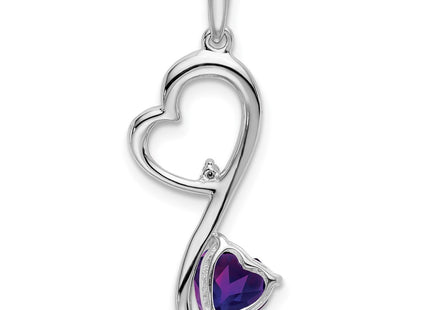14K white gold diamond heart pendant, further view