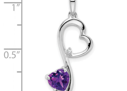 14K white gold diamond heart pendant, another view