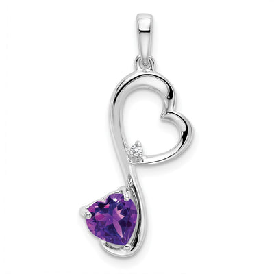 14K white gold diamond heart pendant