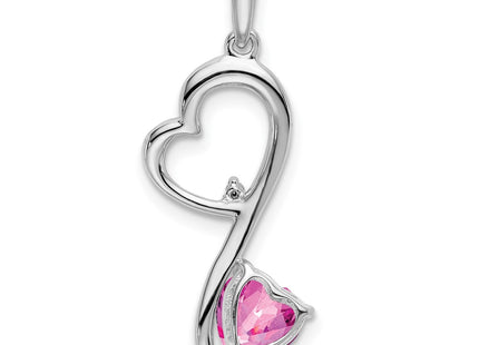 14K white gold diamond heart pendant, further view