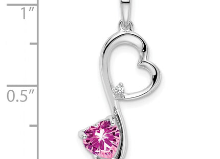 14K white gold diamond heart pendant, another view
