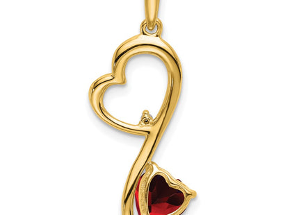 14K gold diamond heart pendant, further view