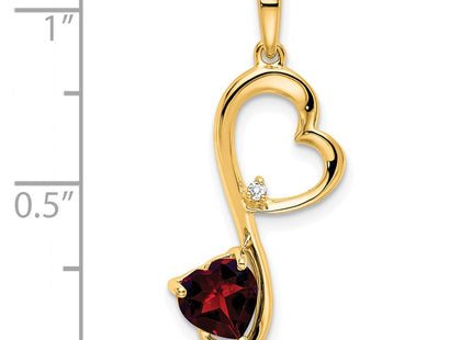 14K gold diamond heart pendant, another view