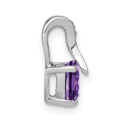 14K White Gold Amethyst and Diamond Heart Pendant, 13.4 x 6.7mm