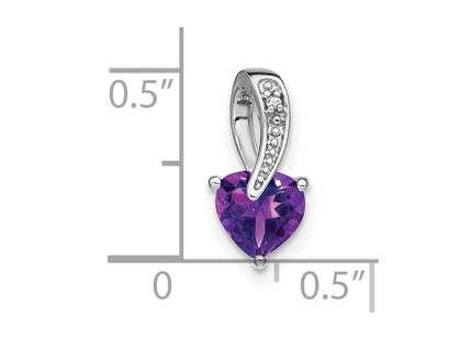 14K white gold diamond heart pendant, another view