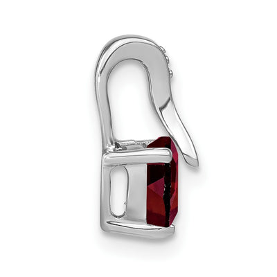 14K White Gold Garnet and Diamond Heart Pendant, 13.4 x 6.7mm