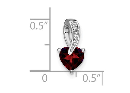 14K white gold diamond heart pendant, another view