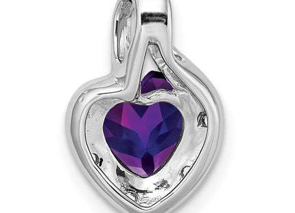 14K white gold diamond heart pendant, further view