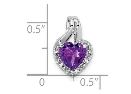 14K white gold diamond heart pendant, another view