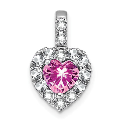 14K white gold sapphire heart pendant
