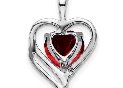 14K white gold diamond heart pendant, further view