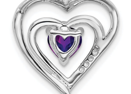 14K white gold diamond heart pendant, further view
