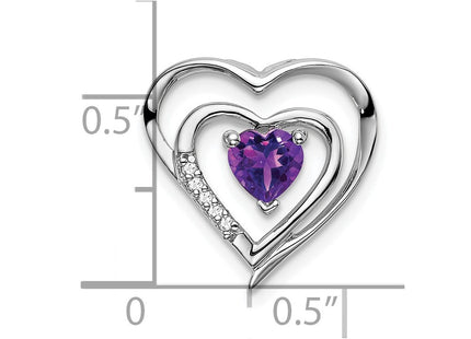 14K white gold diamond heart pendant, another view