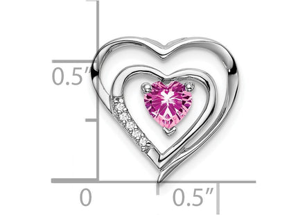 14K white gold diamond heart pendant, another view